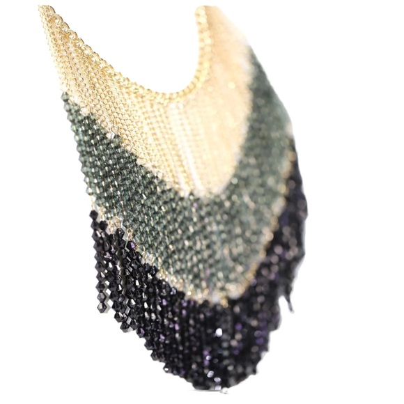 🎁 Two Tone Handmade Fringe Crystal Necklace - Picture 6 of 16